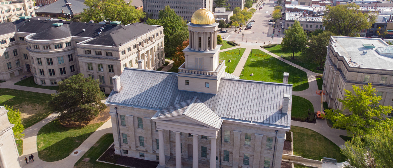 Drone aerial photo of the old capitol